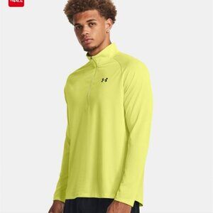 Under Armour Neon Yellow Long Sleeve Quarter Zip Quick Dry Shirt - M NWT
